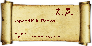 Kopcsák Petra névjegykártya